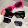 3pcs Chic Women's Square Fashion Glasses - Anti-Glare Fashionable Shades In Black White & Magenta For Beach & Travel