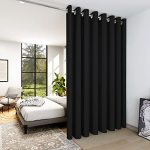 Deconovo Blackout Wide Curtain Panel Grommet Top Thermal Insulated Room Darkening Drape For Bedroom Living Room Black Divider 18