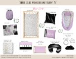 Cot Duvet Bedding Pattern Purple Lilac Monochrome Bunny Set