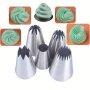 5PCS Piping Nozzles Set Large Stainless Steel Icing Nozzles Cream Cake Piping Tips For Dessert Biscuit Cup Cake Kitchen Accessories Baking Tools Diy Cake