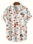 Fashion Trendy Men's Summer Lapel Mushroom Print Short Sleeve Beach Shirt For Suffering In Summer