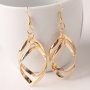 Geometric Twisted Rhombic Dangle Earrings Golden Hollow Out Alloy Hypoallergenic Ear Jewelry Retro Simple Style Drop Earrings For Women