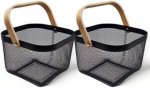 Cast Iron Native Decor Set Of 2 Mesh Storage Baskets - Black Storage Basket