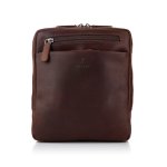 Enzo Top Zip Gusset Crossbody Brown