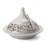 Qinyoung Decorative Ramadan Dates Cover 10 Inch Taupe Metal Serving Dome Cloche Cover With Silver Tassel For Dates Eid Serving P
