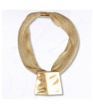 Wire Mesh Textured Square Necklace - Gold Free