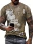 Fake Ripped Denim Digital Print Men's Creative Short Sleeve Crew Neck T-Shirt Summer Outdoor