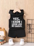 2PCS Infant & Toddler's Yes I Know I Look Like My Daddy Letter Print Summer Set Sleeveless Tank Top & Casual Shorts Baby Boy's