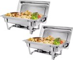 Single Pan Chafing Dishes Set Of 2 Stainless Chafer With Full Size Pans Rectangle Catering Warmer Server With Lid 20 L Single Pa