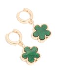 Goldair Gold Green Flower Drop Huggie Earrings