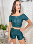 Jacquard Crop Top - Green - Medium