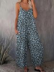 Leopard Print Cami Jumpsuit Casual Sleeveless Jumpsuit With Pockets For Spring & Summer Women's Clothing