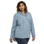 Donnay Plus Size Denim Woven Relaxed Shirt - Blue