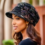 Floral Print Vintage Style Polyester Beret Cap Women's Fashion Lightweight Printed Beret Hat With Top Cover
