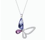 Sterling Silver Butterfly Bloom Necklace With Swarovski Crystals