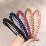 Non-Slip Tooth Comb Headbands For Women Solid Color Head Hoop Simple Style Hair Accessory