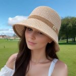 Versatile Straw Sun Hat Stylish Wide Brim Foldable Beach Hat Uv Protection Outdoor Vacation Travel Suitable For Women