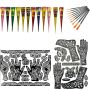 Temporary Tattoo Kit Paste Cones Stencil Templates Drafting Pen - 24 Piece