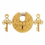 Purpledip Brass Lock Padlock With Eagle Hawk: Round Antique Design Unique Collectible Combination With Feng Shui Vastu Significa