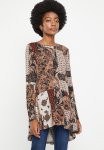Flower Long Sleeve Tunic Top - Multi Beige