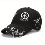 1PC Black And White Stitching Iron Ring Baseball Cap Cool Versatile Hip-hop Plus Bead Cap