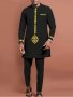 Men's Two-piece Lightweight Ethnic Set Of Tops And Pants Ethnic Graphic Pattern Print Long Sleeve Tops And Slim Fit Pants With Drawstring Suitable For