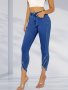Women's High-Waisted Stretch Denim Jeans With Diamond Stitching Cotton Blend Four-Season Fit Comfortable And Fashionable