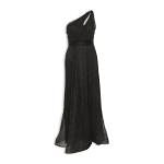 Black Lurex Plisse Peepout Dress