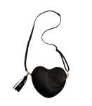 Genuine Leather Heart Shaped Bag - Black Free