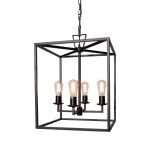 Nora Square Metal Pendant Light Black