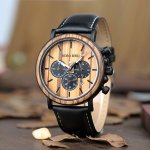 Classic Handmade Zebrawood Mens Wood Watch With Leather Band