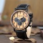 Classic Handmade Zebrawood Mens Wood Watch With Leather Band {a:custom_size} {a:custom_color}