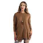 Button Detail Oversized Knit Top - Toast Free