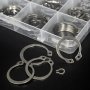 225pcs C-Clips External Retaining Ring Kit 15Sizes 304 Stainless Steel Circlips For Shaft Assortment Kit M3-M25 Pack Set