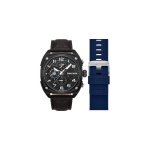 Portland Men's Multifunction Steel Watch With Dual Leather & Silicone Straps