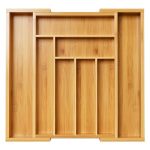 Pipishell Bamboo Expandable Drawer Organizer For Utensils Holder Adjustable Cutlery Tray Wood Drawer Dividers Organizer For Silv