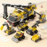 142PCS Puzzle City Engineering Series Pullback Type Building Block Small Particle Building Blocks Assembling Children's Bricks P