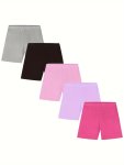 5PCS Girls Dance Shorts Ultra-soft Sports Bike Shorts Breathable & Stretchy Solid Colors Girls Shorts Under Dress