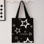 Starry Night Tote Bag: Black Canvas With White Stars - Perfect For Shopping Or Work - 40CM X 33CM - Unisex Design - Reusable