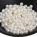 White & Cream Plastic Pearl Beads Assorted Sizes 4-14MM Round Loose Beads For Diy Jewelry Making And Fashion Embellishments