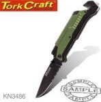 Survival Knife Green With LED Light & Fire Starter In Double Blister