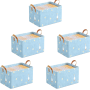 Foldable Storage Boxes With LIDS-5-PIECE SET-5 X 26L-BLUE With Steel Frame
