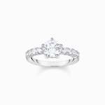 Silver Solitaire Ring With White Zirconia - 52
