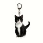 2/1PC Black And White Tuxedo Cat Keychain 2D Acrylic Cat Pendant 0.3 Cmthick Double Sided Design Animal Keychain For Backpacks And Gifts