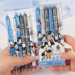 Disney Mickey Mouse Gel Ink Rollerball Pens By Ume - 6 Pack Erasable Quick-dry 0.5MM Black Ink - Lightweight Plastic Medium Poin