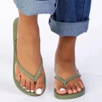 Essence Flip Flop With Studs - Green Bronze - 9