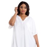 Donnay Plus Size Oversized Popover With Pocket - White