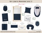 Cot Duvet Bedding Navy Geometric Monochrome Safari Set