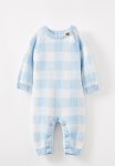 Cotton On Organic Knit Long Sleeve Romper - White Water Blue buffalo Check