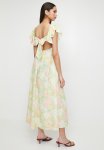 Volume Ruffle Sleeve Midi Dress - Pastel Soft Focus Floral Aop